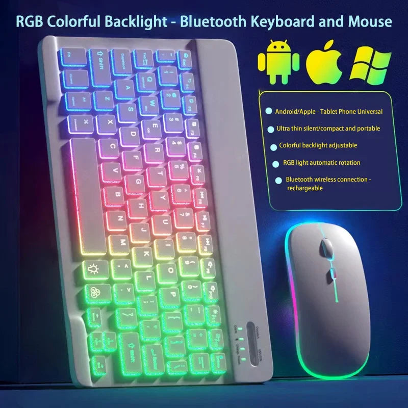 Xiaomi Wireless Bluetooth Backlit Keyboards RGB Colorful Gradient Luminous Mini Keyboard And Mouse Set For Apple Samsung Tablet
