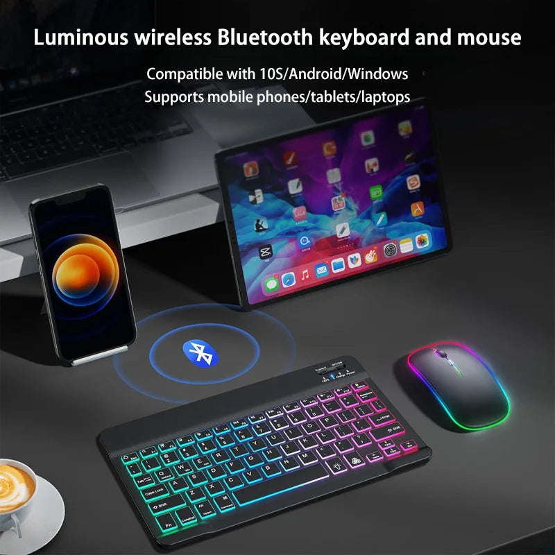 Xiaomi Wireless Bluetooth Backlit Keyboards RGB Colorful Gradient Luminous Mini Keyboard And Mouse Set For Apple Samsung Tablet